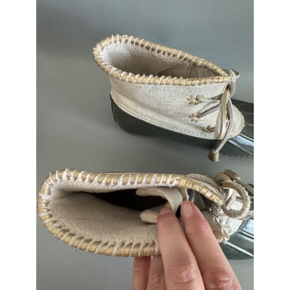 Jack Rogers Rain Boots Green Gold Sparkle Womens Size 7 Duck Boots Galoshes - Picture 6 of 10